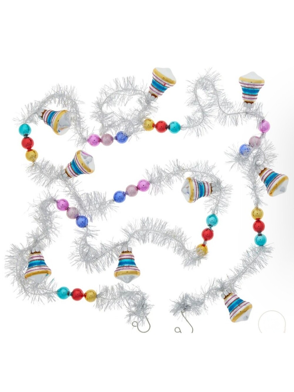 Radko Shiny Brite Glass Ball and Tinsel Christmas Garland In Box, New, 7' Long